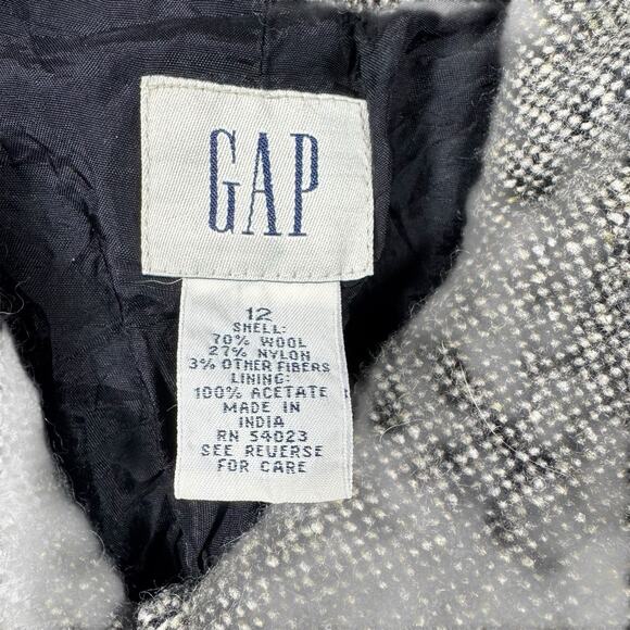 Vintage Gap Womens Blazer 12 Gray Black Tweed Wool Jacket Preppy Acadamia Office - Picture 4 of 6